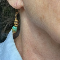 BOUCLES D'OREILLES OR TURQUOISE INDE