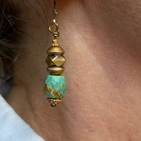 BOUCLES D'OREILLES OR TURQUOISE INDE