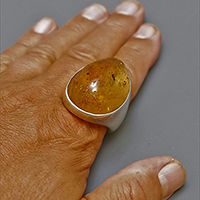 SILVER AMBER RING