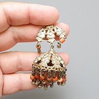 AFGHANI SILVER EARRINGS WITH CORAL